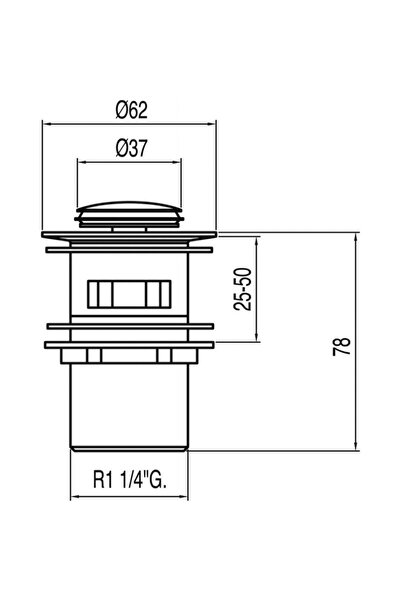 NO BRAND Robinet cu apă de scurgere rotund, tip click-clack, Tres silver 1345...