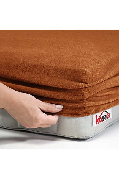 NO BRAND Cearșaf de pat din frotir cu elastic 140x200 maro 040 grosime 200g/m...