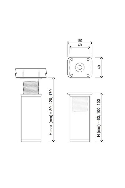 NO BRAND 8 X ALU PICIOR DE MOBILĂ REGLABIL 60 MM INOX