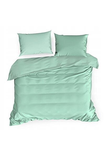 Eurofirany Lenjerie de pat din bumbac satinat 220 x 200 Culoare uni 3 piese N...