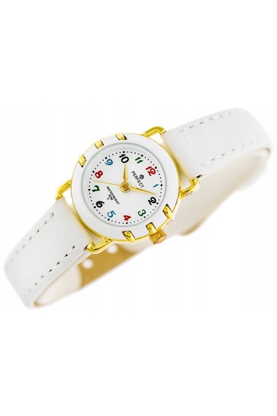PERFECT Ceas de comuniune pentru fetiță, cu curea din piele albă, PENTRU COMUNIE