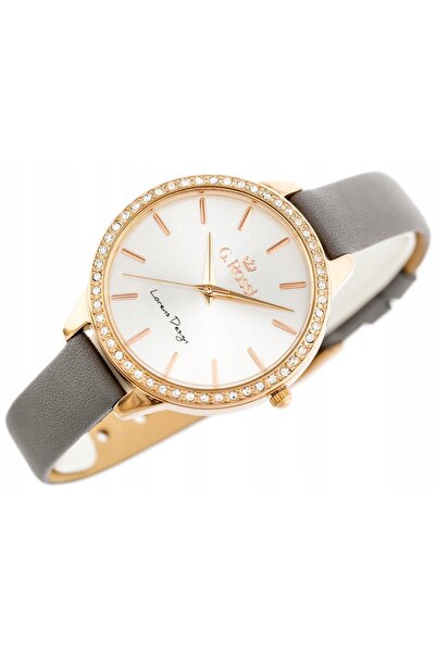 NO BRAND G. ROSSI WATCHES Ceas de damă cu curea din piele gri și zirconiu, ca...