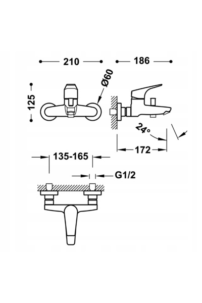 NO BRAND K TRES CANIGÓ BATERIE DE CADĂ CU SET DE DUȘ, CROM 21717001