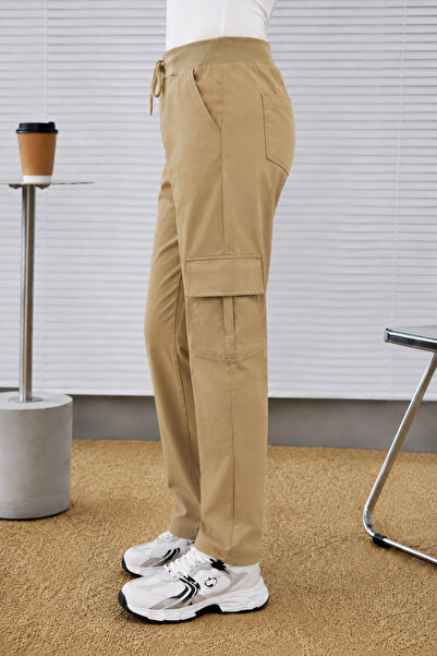 Çocuk Trend Beli Bağlamalı Esnek Kargo Cepli Ayarlanabilir Canvas Ortaokul-İlkokul Okul Pantolon