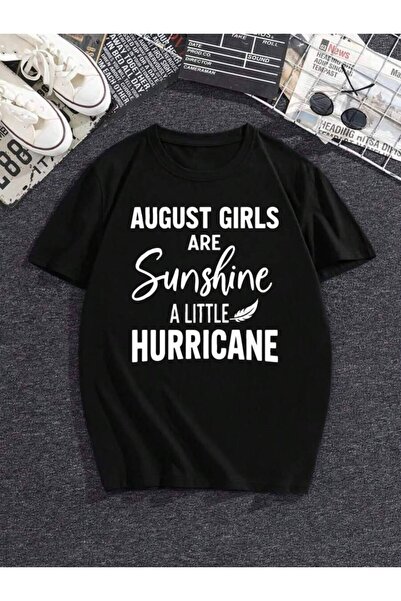 kai22 Women's August Vibes T-Shirt, "Part Sunshine Part Hurricane" Text, Comf...