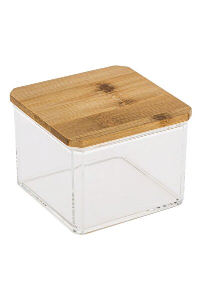 Zâna Casei Transparent Acrylic Box with Bamboo Lid 10x10x7.5cm