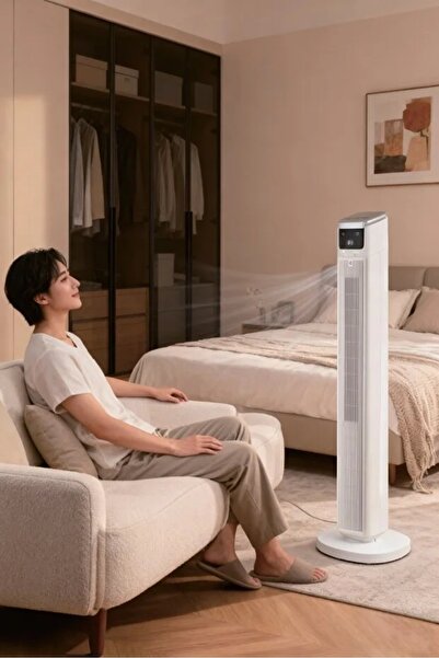 Enshall Modern Tasarım Dokunmatik Kule Tipi Vantilatör , Uzaktan Kumandalı 43 İnç, Salınımlı Kule Fan, 3 Hız Kademeli, 3 Modlu,Vantilatör
