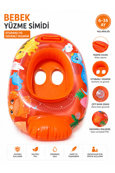 Miro Toys عوامة سباحة قابلة للنفخ للأطفال مع مقعد ومسند للظهر ومقبض للإمساك، ...