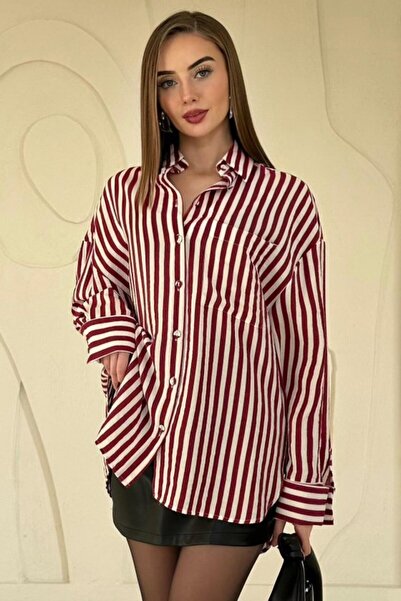 Generic Brand Burgundy Striped Oversize Shirt