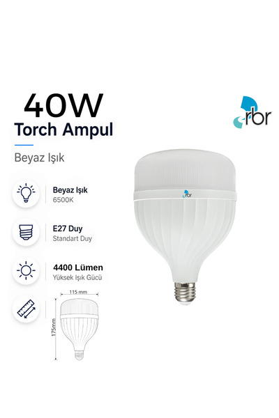 RBR 40W Torch LED Ampul - Yüksek Güçlü LED Aydınlatma Ampulü
