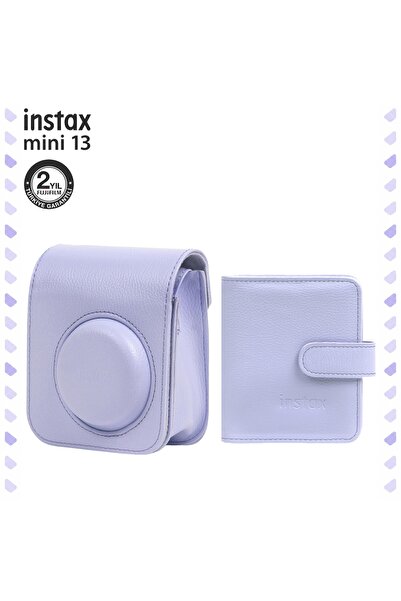 Fujifilm Instax Mini 13 Uyumlu Lila Deri Çanta ve Albüm Set