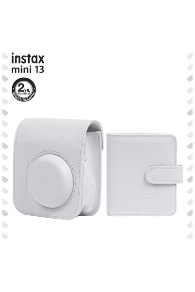 Fujifilm Instax Mini 13 Uyumlu Beyaz Deri Çanta ve Albüm Set