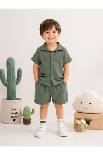 Miniminnakkidswear Boys' Top and Bottom Shorts Shirt Set 3-12 Years Old