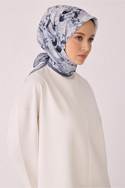 Belli Fresh Floral Pattern Gray Tela Scarf 1021 - 09