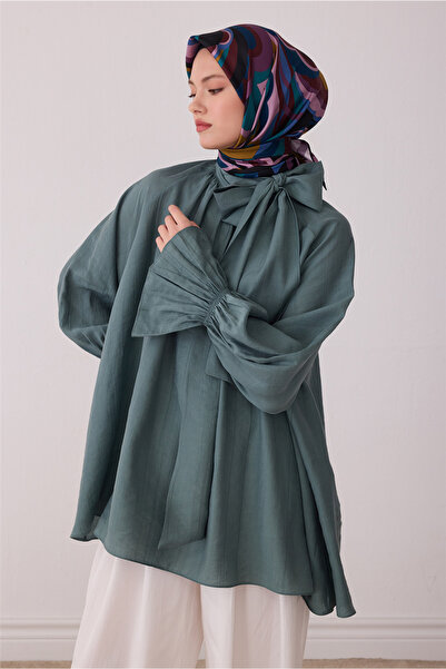 Belli Eșarfă din mătase twill 100% cu model abstract Petrol 4414-04