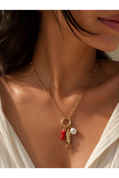 Histakı Women's Pepper Fish Pearl Pendant Necklace