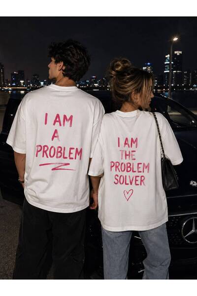 LELVANİ Unisex I Am a Problem-I Am the Problem Solver Couple Combination T-Shirt