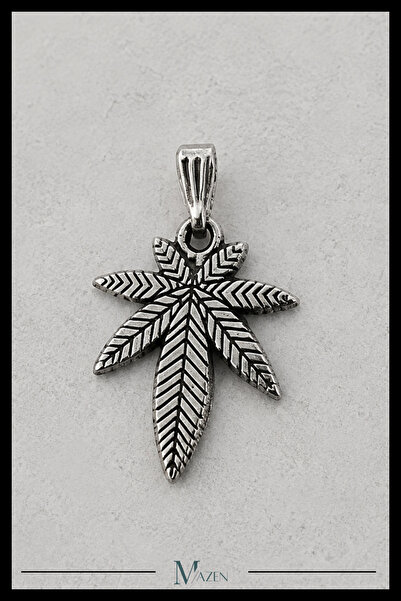 MAZEN Kenevir Yaprağı Figürlü Antik Gümüş Renk Unisex Kolye Ucu Retro Rock Ta...