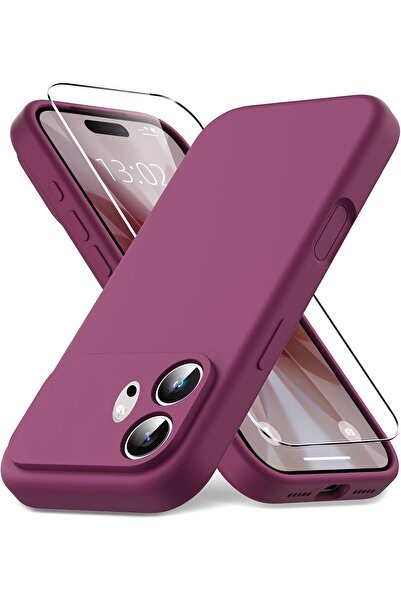 m.tk moveteck Honor 600 Uyumlu Kılıf Kamera Korumalı Yumuşak Renkli Mat Silikon + 9H Ekran Koruyucu Cam 2in1 Set