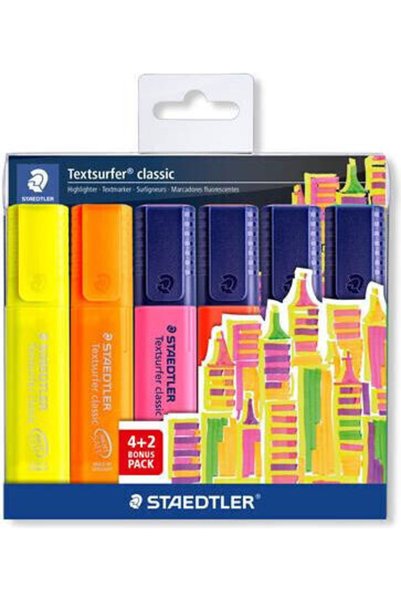 Staedtler Textsurfer Κλασικοί Φωσφοριζέ Μαρκαδόροι Υπογράμμισης, Σετ 6 Χρωμάτων