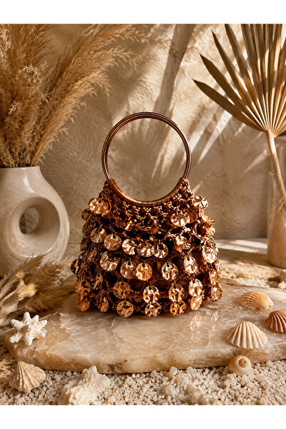 Verda Desing Handmade Design Mango Sequin Copper Color Evening Bag Women's Ha...