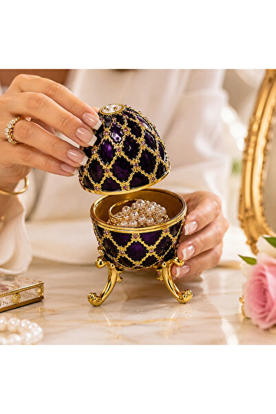kt kuzey tacı Özel Lüks Hediye Seçeneği Faberge Tarzı Kafes İşlemeli ve Taşlı...