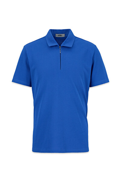 Kiğılı Regular Fit 100% Cotton Zippered Polo Collar T-Shirt