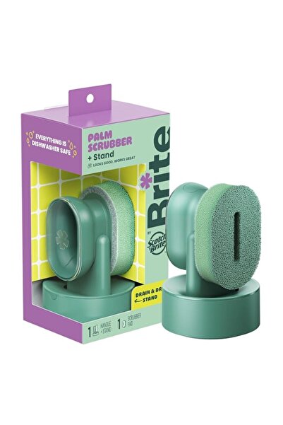 Generic Brand Brite by Scotch-Brite Palm Scrubber with Drain + Dry Stand, Hou...