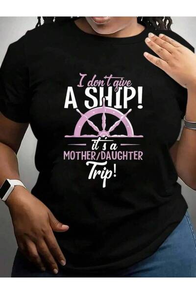 k222 تي شيرت بطباعة جرافيكية سوداء بتصميم "It's A Mother Daughter Ship Wear C...