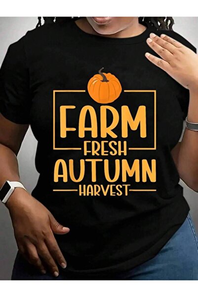 2BIR تي شيرت برسومات سوداء لعيد الشكر والهالوين من Farm Fresh Autumn Harvest ...