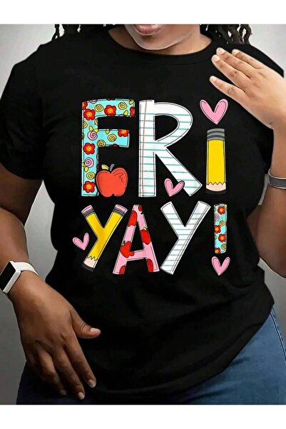 k222 Fri-Yay Happy Friday Funny Weekend Teacher Back To School Black Graphic ...