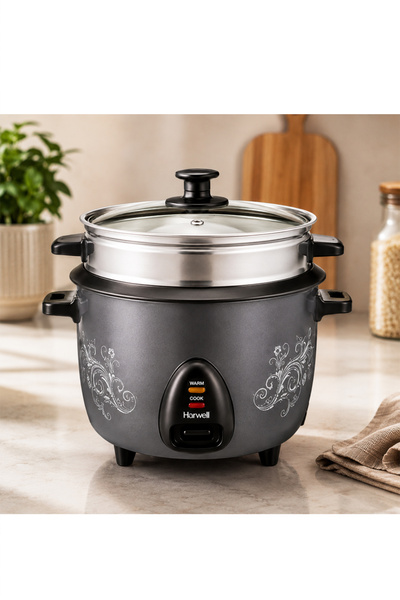 HARWELL Electric Rice Cooker 1L 400W 3-in-1 Cook Steam Keep Warm Non-Stick Po...