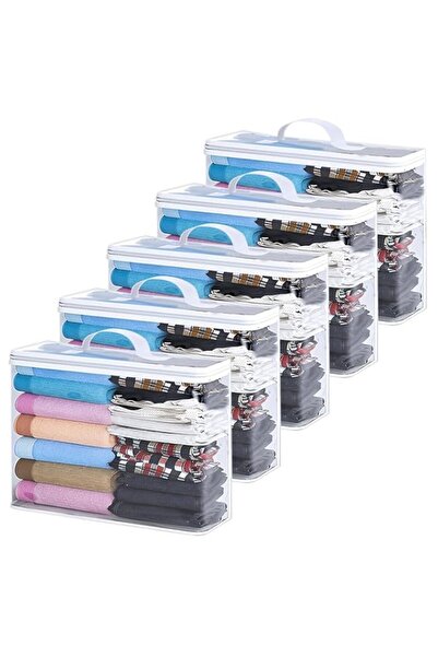 Generic 5 Pack Clear Clothes Storage Bags, 22L Foldable Transparent Storage T...
