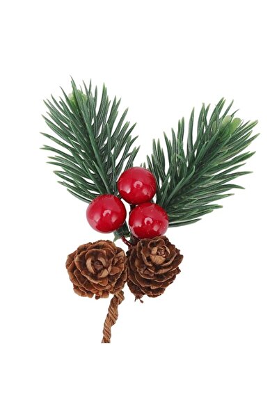 Generic Brand Fdit Pine Cone Ornament, Red Berries Pine Needle Decor with Chr...