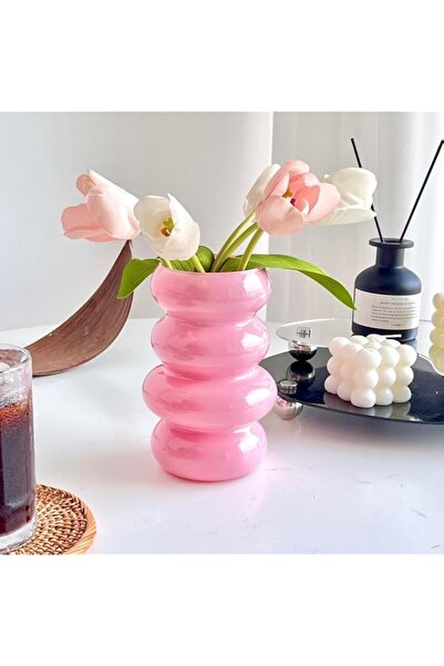 Generic Brand BLOFLO Colored Glass Hydroponic Flower Vase, 7-Inch Pink Glass ...