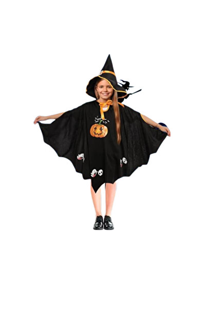 OEM Costum de Halloween pentru copii Joyue, Pelerină de liliac cu dovleac, Negru