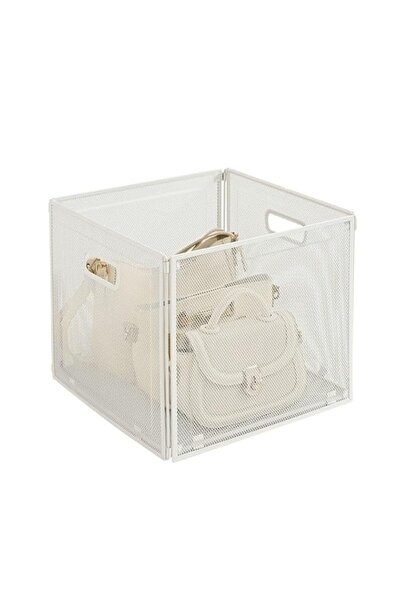 Generic Foldable Metal Wire Basket,13 x 13 Inch Cube Storage Bins with Handle...