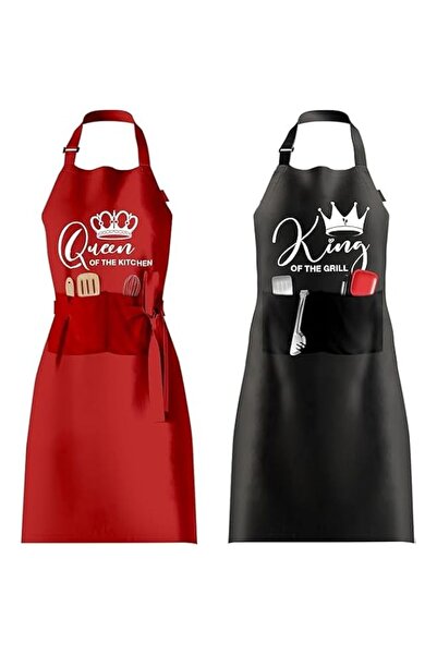 Generic BIGTHREE 2PCS Aprons for Cooking, King & Queen Adjustable Couple Apro...
