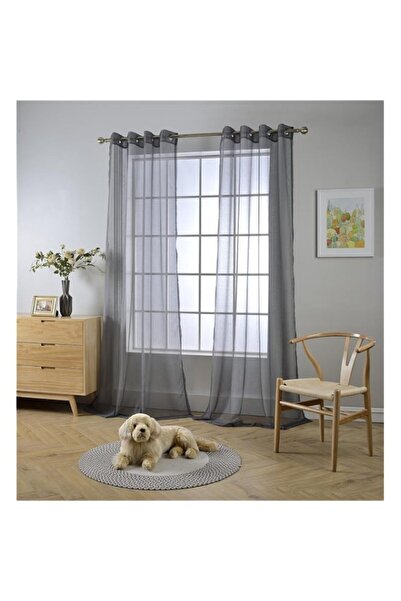 Generic Brand Miuco 2 Panels Grommet Textured Solid Sheer Curtains Curtain Pa...