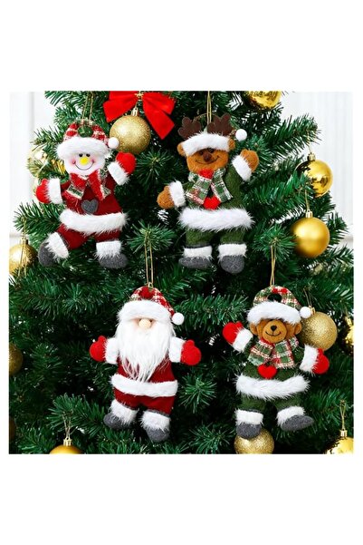 Generic Brand Christmas Decorations 4 Pack Xmas Tree Plush Pendants Santa Cla...