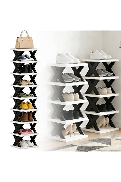 Generic 9-Tier Shoe Rack, Vertical Shoe Organizer Plastic Foldable Shoes Stor...
