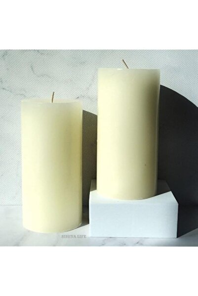 Generic SIHIIYA LIFE Set of 2 Ivory Pillar Candles| 3 x 6inch | Unscented & D...