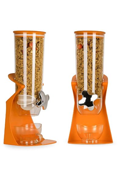 Generic Fitto Dry Food Cereal Dispenser, Orange Plastic, White Transparent, F...