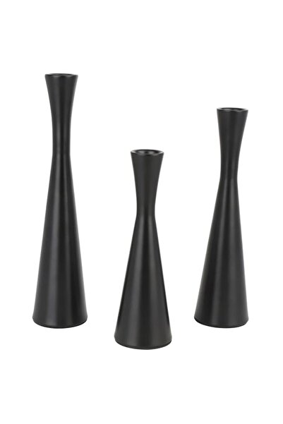 Generic Brand Matte Black Candle Holders, Set of 3 Vintage Decorative Candles...