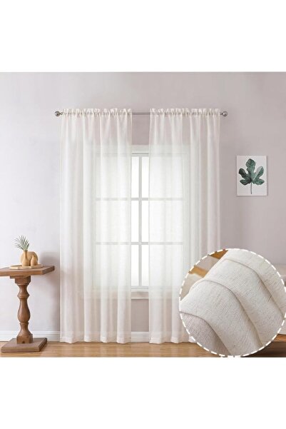 Generic Brand OWENIE Linen Blend Sheer Curtains 84 inches Long 2 Panels Set f...