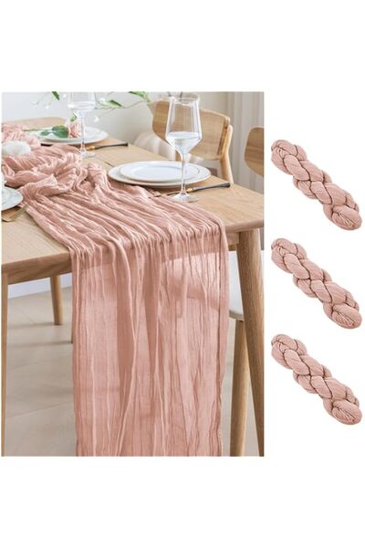 Generic Brand 3pcs Cheesecloth Table Runner, Pink Gauze Long Table Runners, 1...