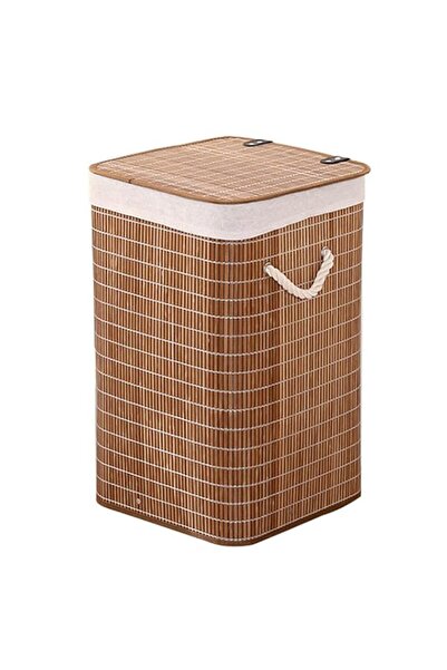Generic Bamboo Covered Dirty Clothes Basket, Bamboo Woven Storage Basket, Lau...