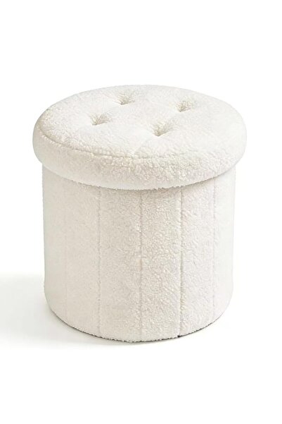 Generic Beauenty Round Storage Ottoman Bench, 38cm Folding Foot Stool, Small ...