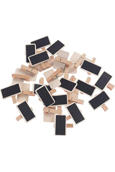 Generic Brand 50 Mini Wooden Blackboard Message Rectangle Slate Clip Card Mem...