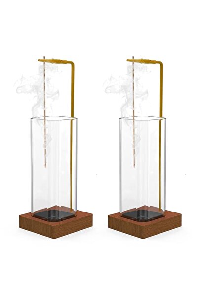 Generic Brand Incense Holder with Square Glass Ash Catcher, Mess-Free Incense...